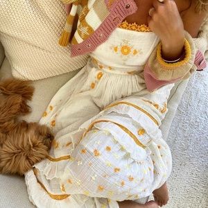 NWT LoveShackFancy Asher Pinafore Maxi Dress